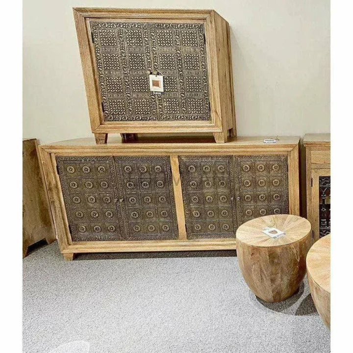 40" Wood Brass Accent Cabinet 2 Doors Zaley - LOOMLAN - LOOMLAN - Accent Cabinets