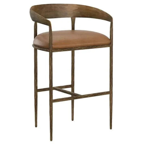 Zanatta Leather Barstool - LOOMLAN - SUNPAN - Bar Stools