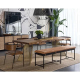 Zancor Bench - Tan Leather with Gunmetal-Dining Benches-SUNPAN-LOOMLAN