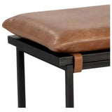 Zancor Bench - Tan Leather with Gunmetal-Dining Benches-SUNPAN-LOOMLAN