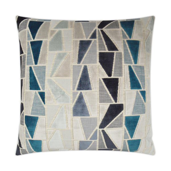 Zander Geometric Turquoise Teal Slate Blue Large Throw Pillow With Insert Throw Pillows LOOMLAN By D.V. Kap