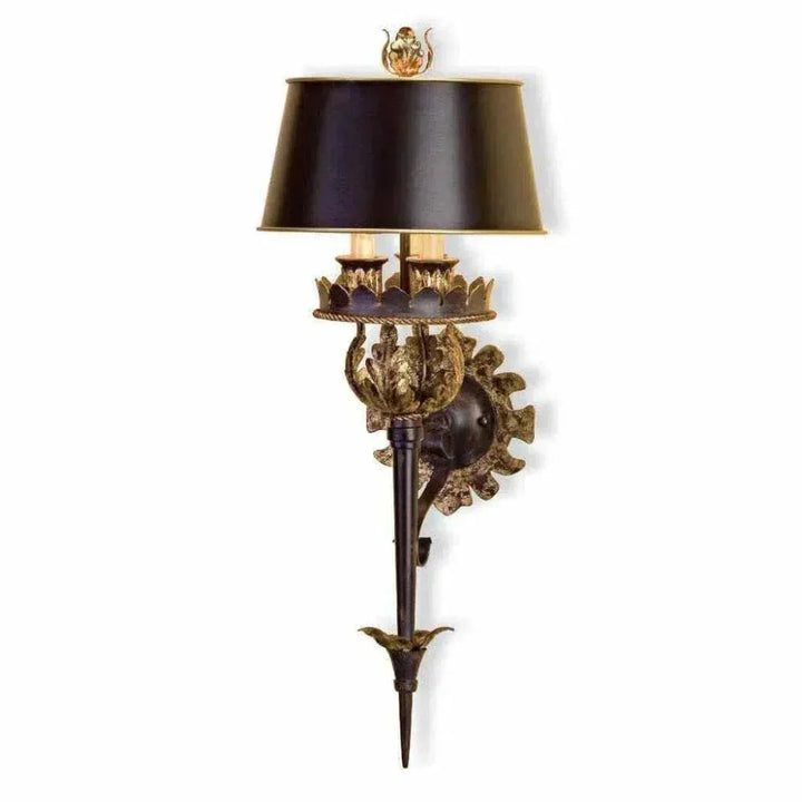 Zanzibar Gold Leaf Black Duke Wall Sconce Winterthur - LOOMLAN - Currey & Co - Wall Sconces