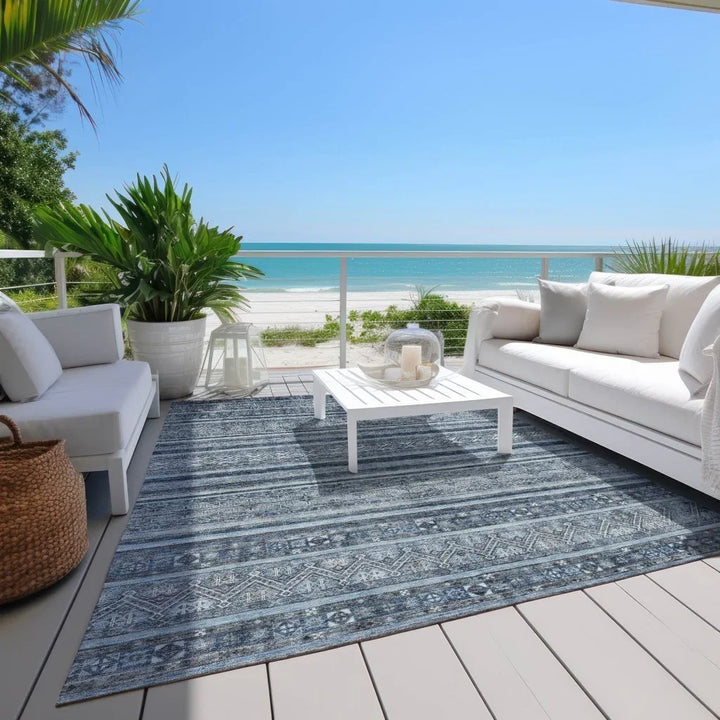 Zaraxa Blue Washable Indoor - Outdoor Rug - LOOMLAN - LOOMLAN Rugs - Outdoor Rugs