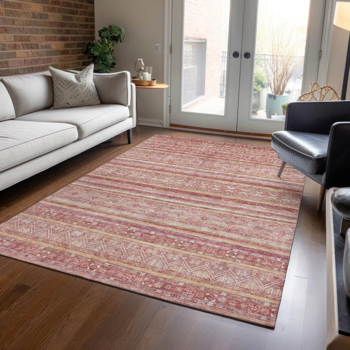 Zaraxa Orange Washable Indoor - Outdoor Rug - LOOMLAN - LOOMLAN Rugs - Outdoor Rugs