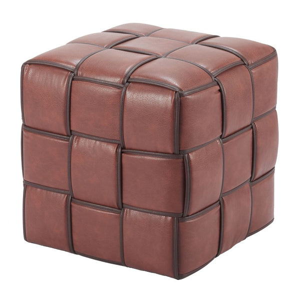Zare Brown Faux Leather Ottoman