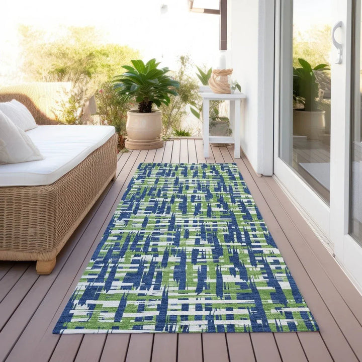 Zarifa Blue Washable Indoor-Outdoor Rug-Outdoor Rugs-LOOMLAN Rugs-LOOMLAN