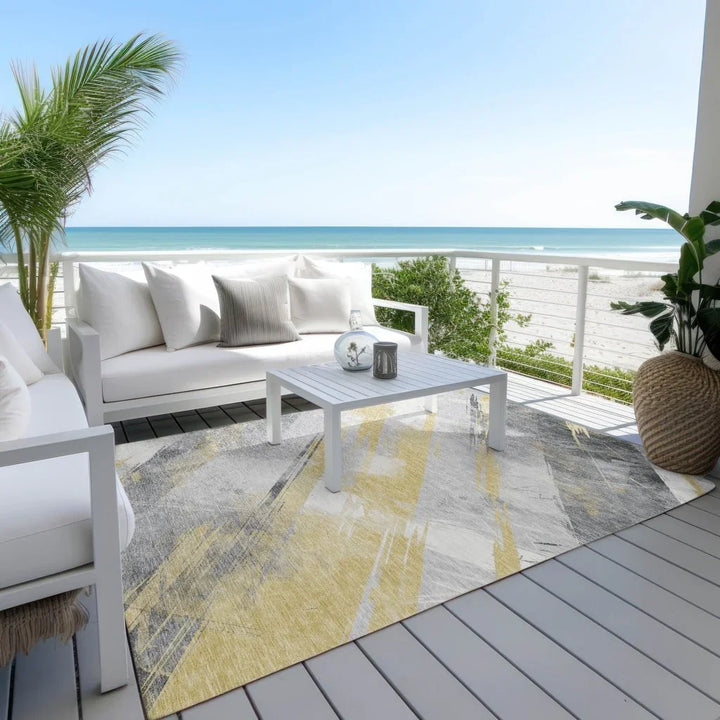 Zarinae Gold Washable Indoor - Outdoor Rug - LOOMLAN - LOOMLAN Rugs - Outdoor Rugs