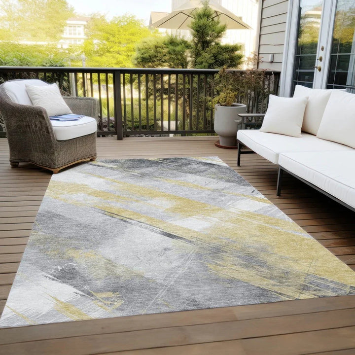 Zarinae Gold Washable Indoor - Outdoor Rug - LOOMLAN - LOOMLAN Rugs - Outdoor Rugs
