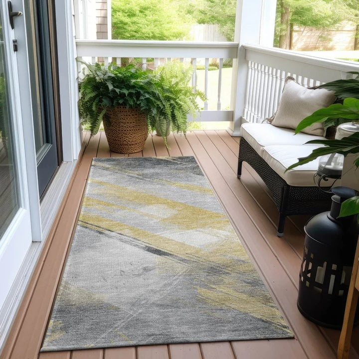 Zarinae Gold Washable Indoor - Outdoor Rug - LOOMLAN - LOOMLAN Rugs - Outdoor Rugs