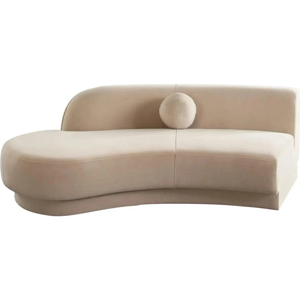 Zelda LF Curved Light Camel Performance Velvet Chaise