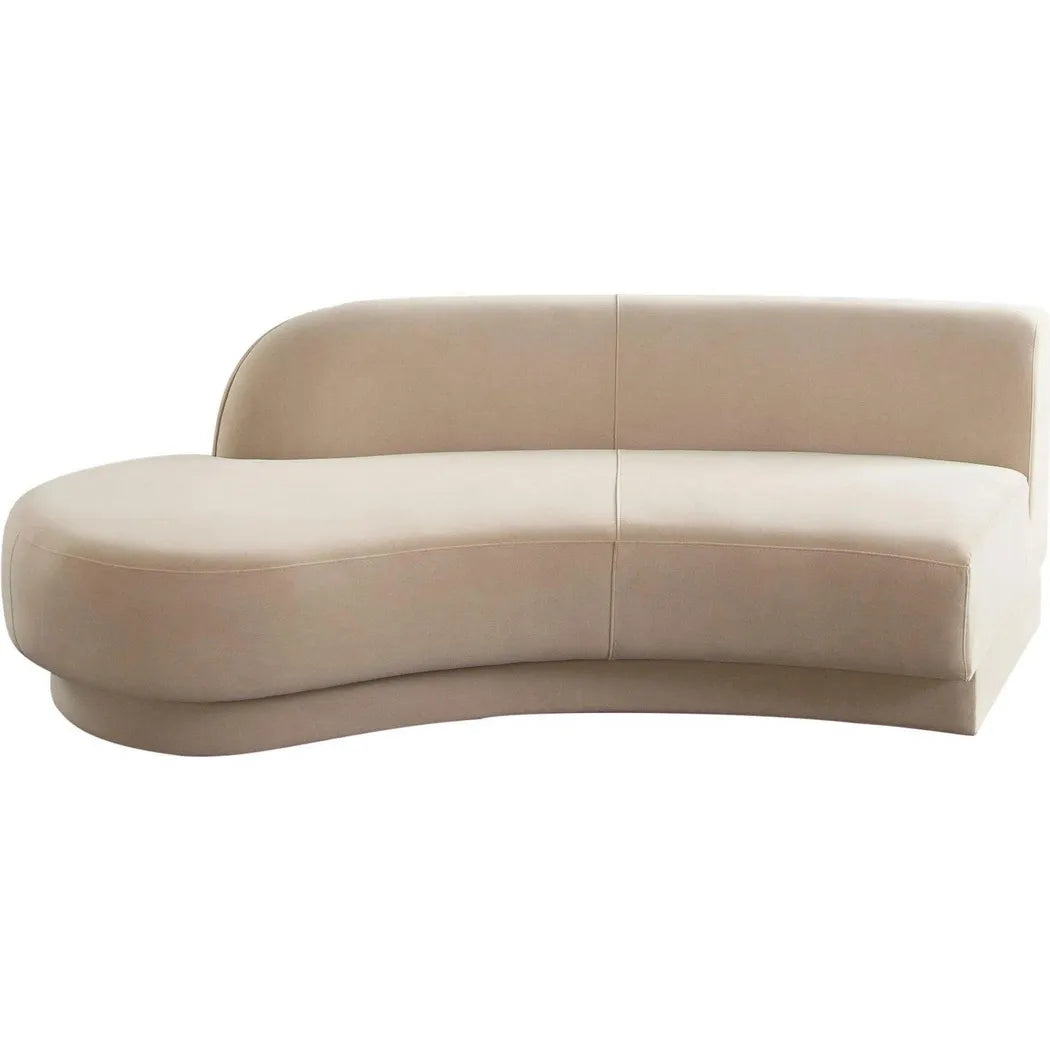 Zelda LF Curved Light Camel Performance Velvet Chaise