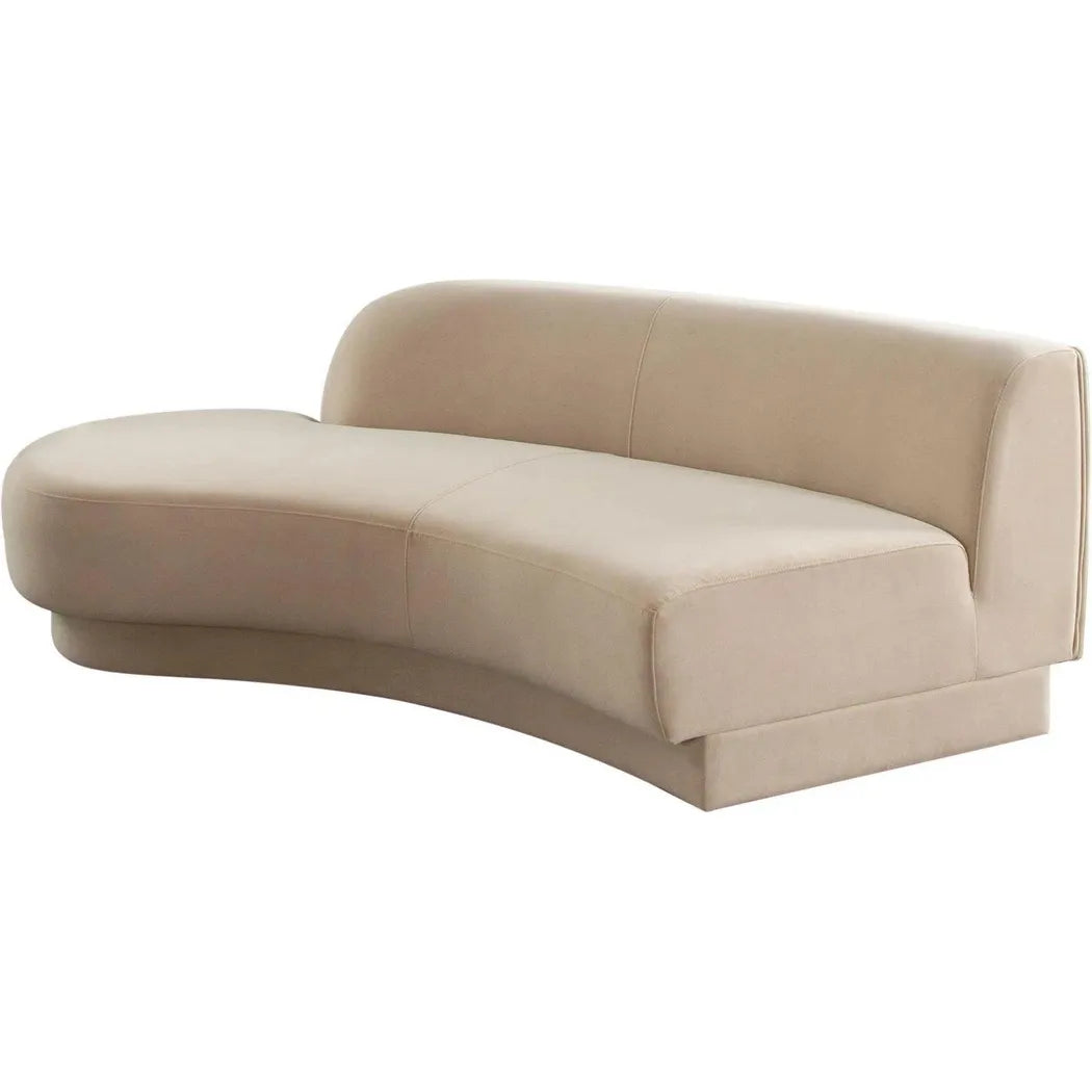 Zelda LF Curved Light Camel Performance Velvet Chaise