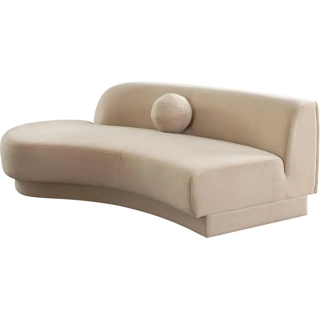 Zelda LF Curved Light Camel Performance Velvet Chaise