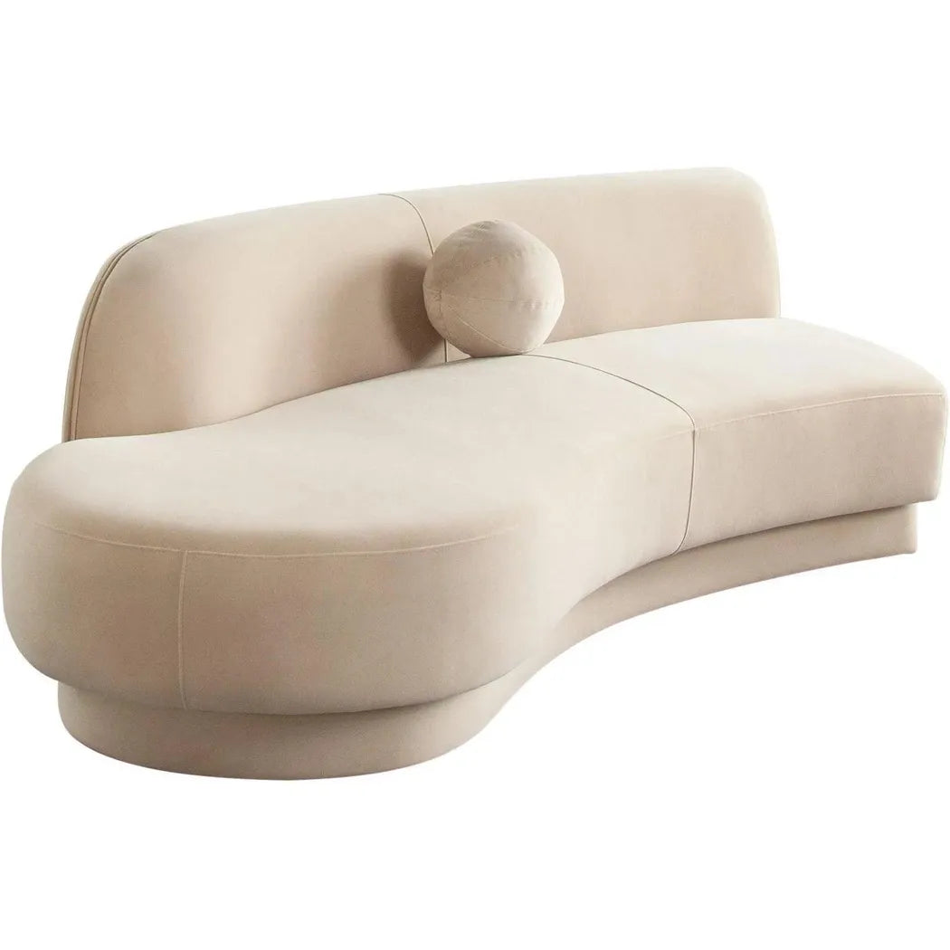 Zelda LF Curved Light Camel Performance Velvet Chaise