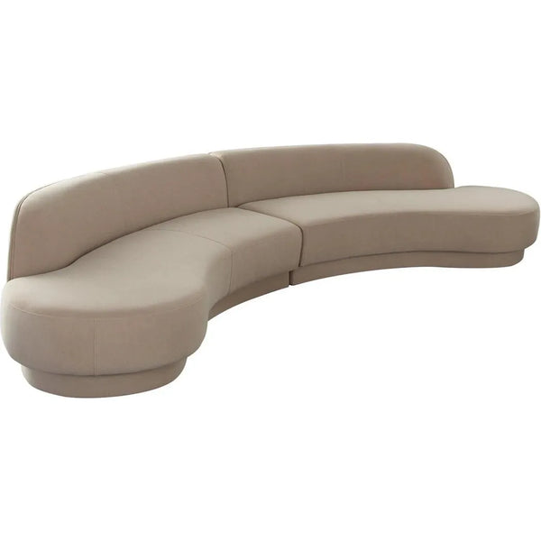 Zelda Light Camel Performance Velvet 2PC Modular Curved Armless Chaise With 2 Accent Pillow Balls Chaises LOOMLAN By Diamond Sofa