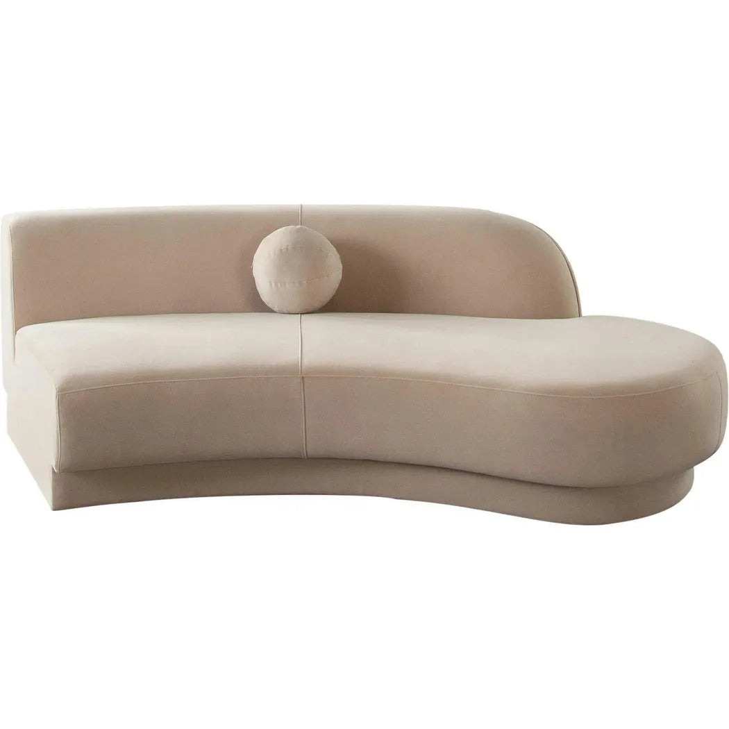 Zelda RF Curved Light Camel Performance Velvet Chaise