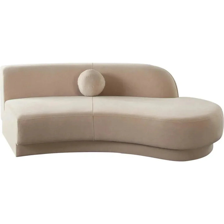 Zelda RF Curved Light Camel Performance Velvet Chaise - LOOMLAN - Diamond Sofa - Chaises