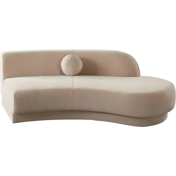 Zelda RF Curved Light Camel Performance Velvet Chaise in With 1 Accent Pillow Ball Chaises LOOMLAN By Diamond Sofa