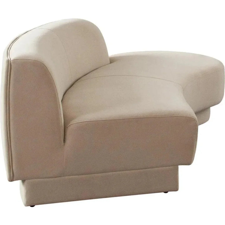 Zelda RF Curved Light Camel Performance Velvet Chaise - LOOMLAN - Diamond Sofa - Chaises