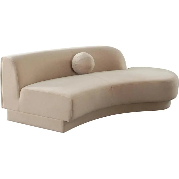 Zelda RF Curved Light Camel Performance Velvet Chaise - LOOMLAN - Diamond Sofa - Chaises