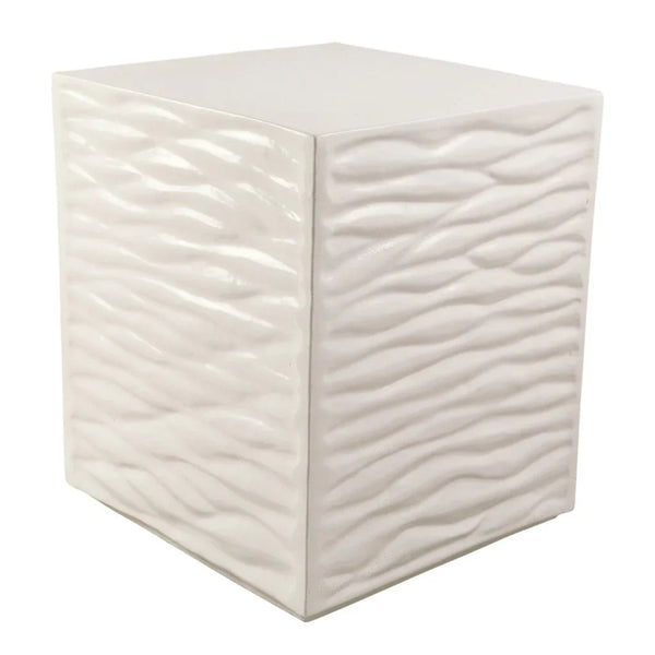Zen Ceramic Square Garden Stool-Garden Stools-Seasonal Living-Linen Semi-Gloss-LOOMLAN