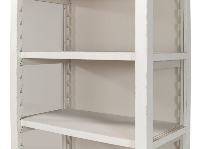 Zoey Bookcase Open Shelves Antique White-Bookcases-Sarreid-LOOMLAN