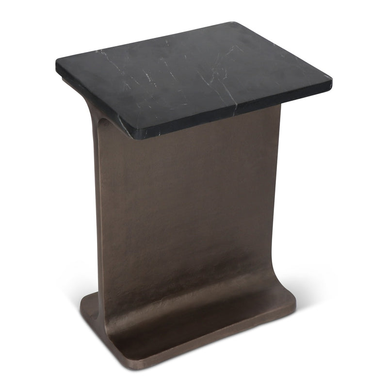 Zuma I-Beam Marble Top Rectangular Side Table