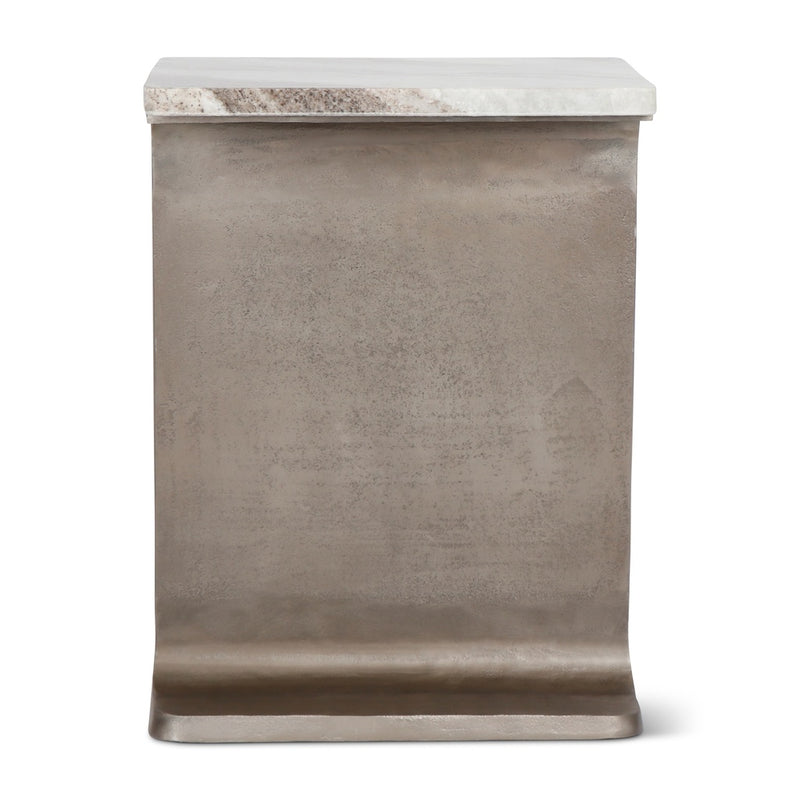 Zuma I-Beam Marble Top Rectangular Side Table