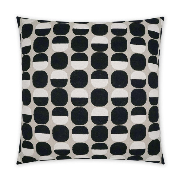 Zuri Onyx Circular Dots Black Large Throw Pillow With Insert Throw Pillows LOOMLAN By D.V. Kap