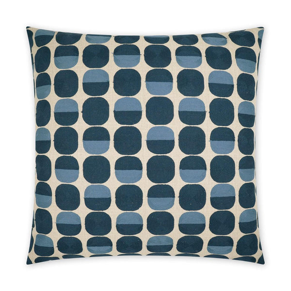 Zuri Prussian Circular Dots Blue Large Throw Pillow With Insert Throw Pillows LOOMLAN By D.V. Kap