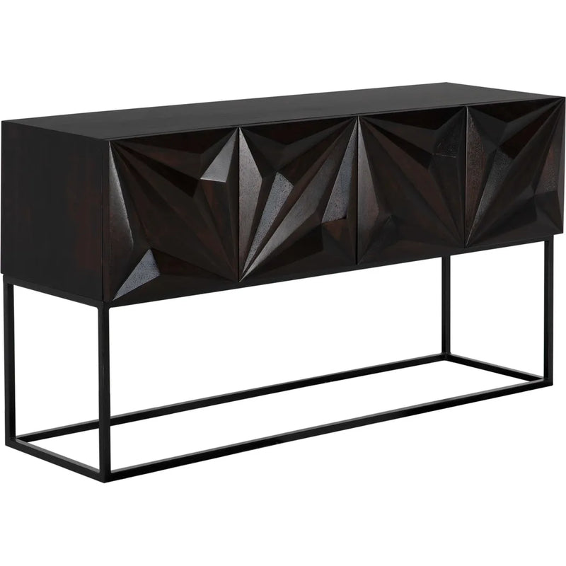 Zurich Console Ebony Walnut With Steel Legs-Console Tables-Noir-LOOMLAN