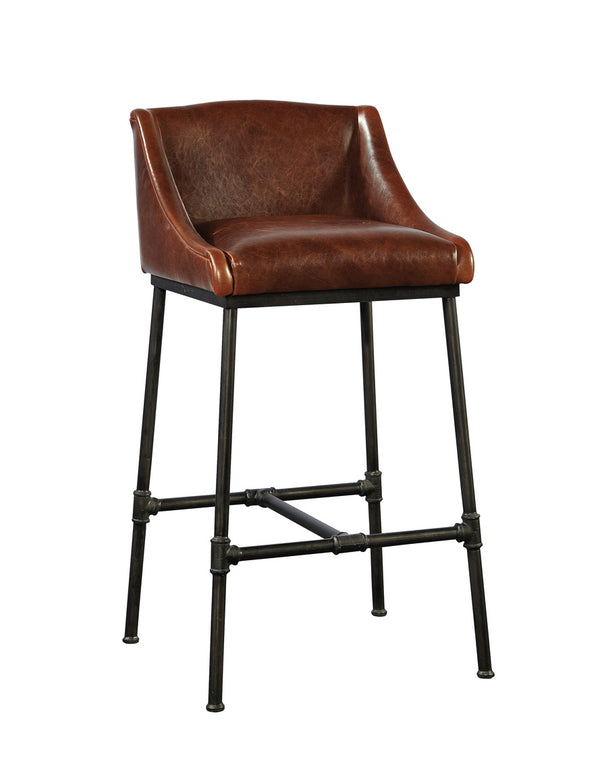 Iron Pipe Leather Upholstered Bar Stool