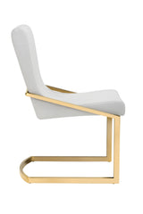 Marcelle White Croc Dining Chair With Gold Steel Frame