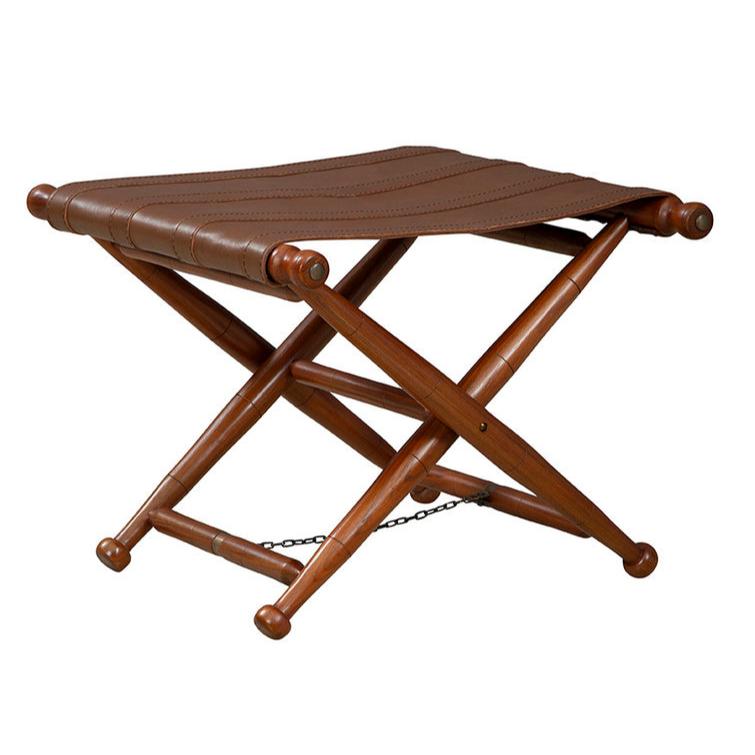 Mombasa Leather Upholstered Folding Stool