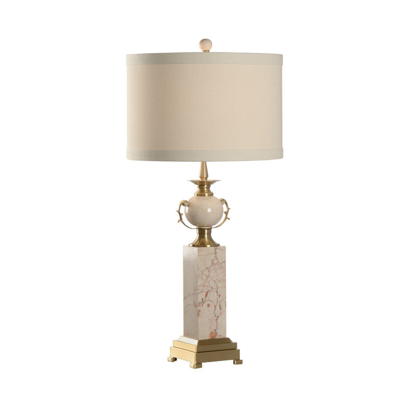 Column Genuine Marble Brass Accents Urn Table Lamp