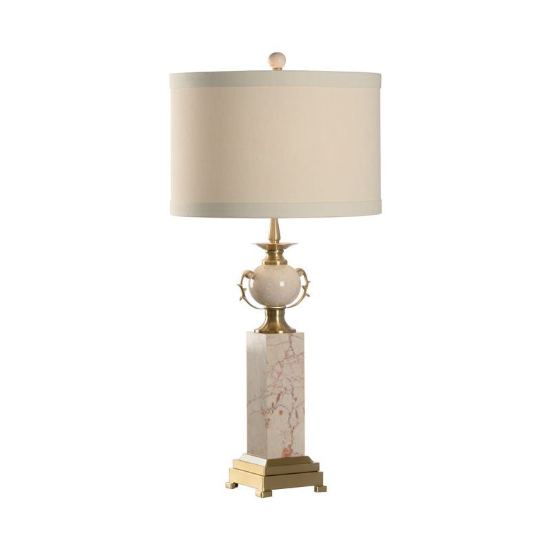 Column Genuine Marble Brass Accents Urn Table Lamp