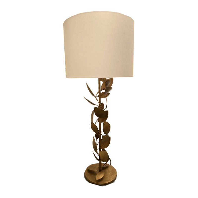 Ficus Leaf White Linen Shade Table Lamp