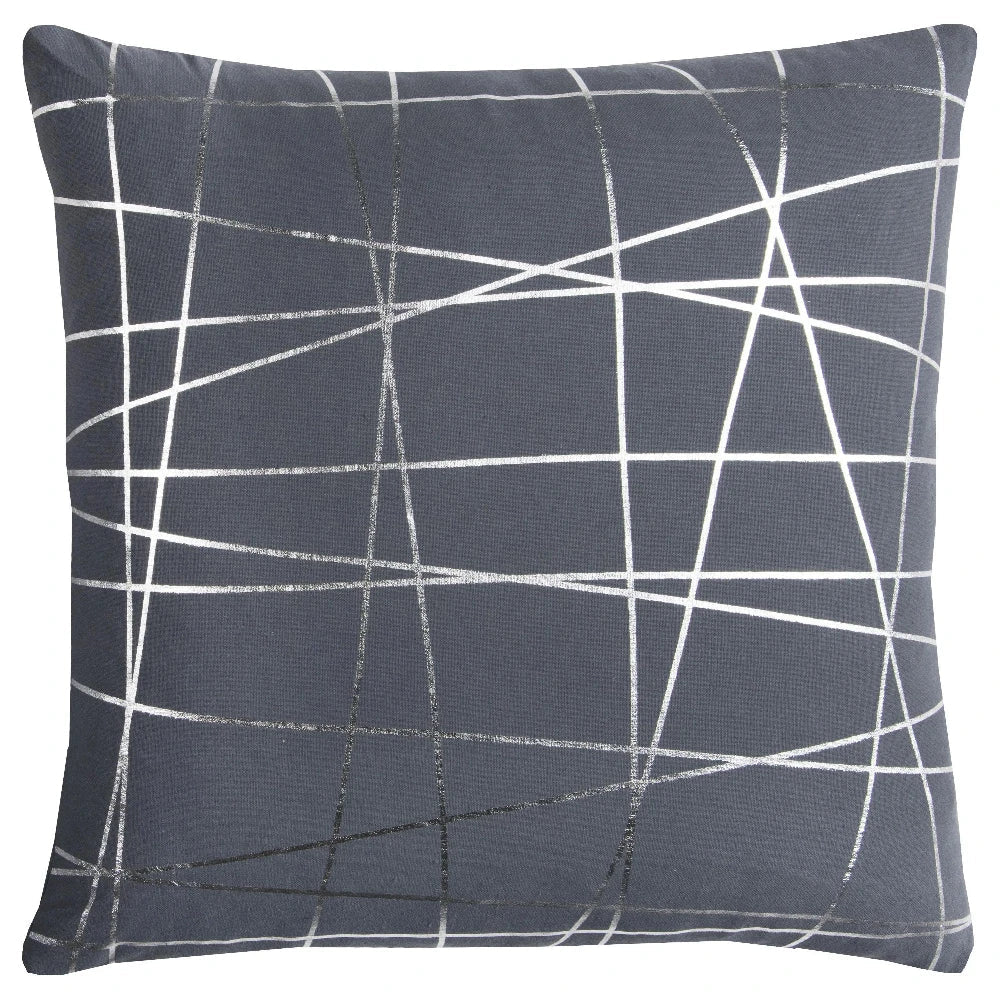 Aaron Gray Gold Or Silver Stripes Throw Pillow - LOOMLAN - Throw Pillows