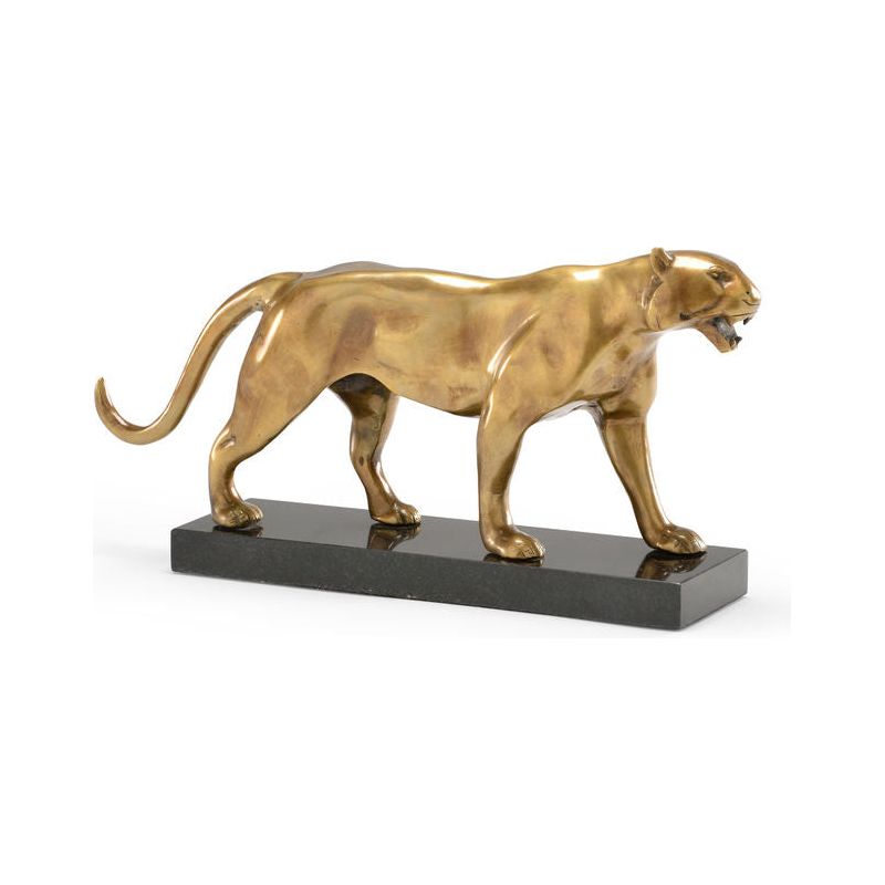 Art Deco Tiger Gold Finish Sculpture