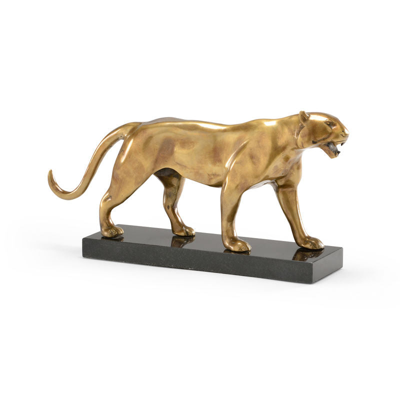 Art Deco Tiger Gold Finish Sculpture