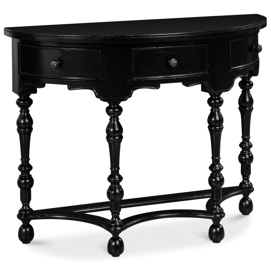 Abraham Half Round Shaped Black Console Table - LOOMLAN - Sarreid - Console Tables