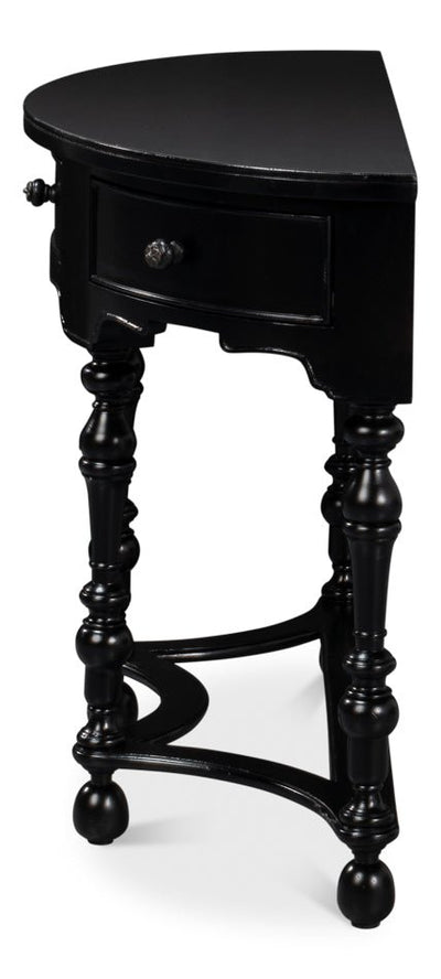 Abraham Half Round Shaped Black Console Table - LOOMLAN - Sarreid - Console Tables