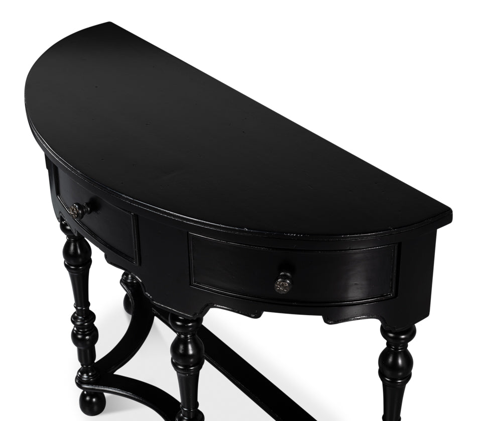 Abraham Half Round Shaped Black Console Table - LOOMLAN - Sarreid - Console Tables