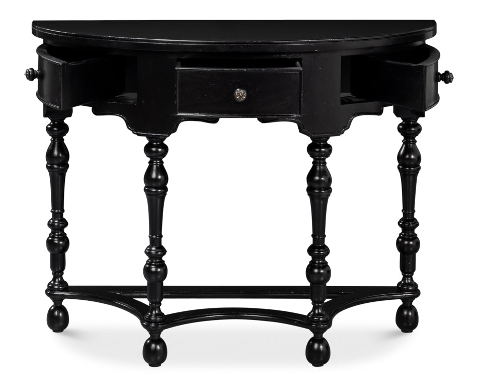 Abraham Half Round Shaped Black Console Table - LOOMLAN - Sarreid - Console Tables