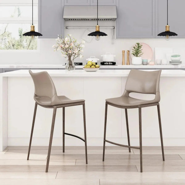 Ace Counter Stool 2PC Dark Gray & Walnut - LOOMLAN - Zuo Modern - Counter Stools