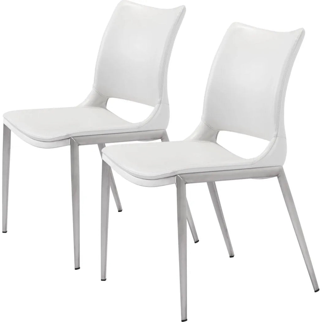 Ace Leather Armless Dining Chair 2PC - LOOMLAN - Zuo Modern - Dining Chairs