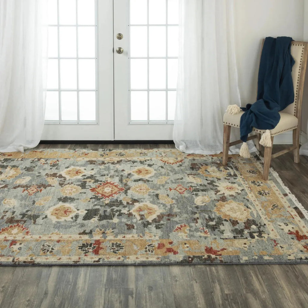 Acra Border Dark Gray Large Area Rugs For Living Room - LOOMLAN - Area Rugs