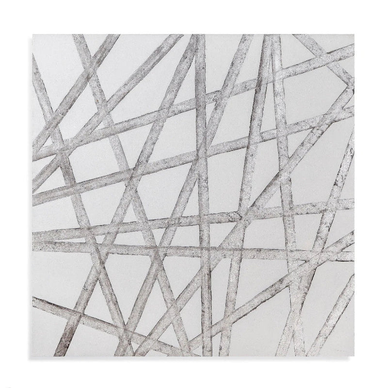 Acrylic Painted Silver Ribbons Canvas Art - LOOMLAN - Bassett Mirror - Canvas Art