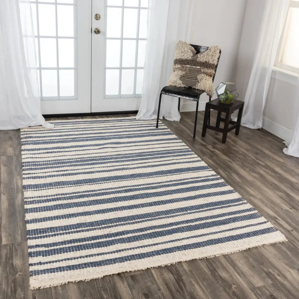 Acum Stripe Blue Area Rugs For Living Room - LOOMLAN - Area Rugs