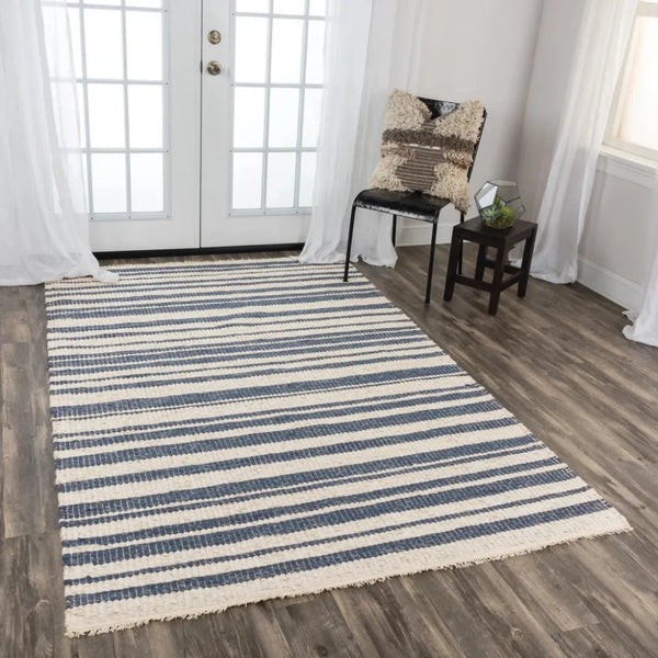 Acum Stripe Blue Area Rugs For Living Room - LOOMLAN - LOOMLAN - Area Rugs